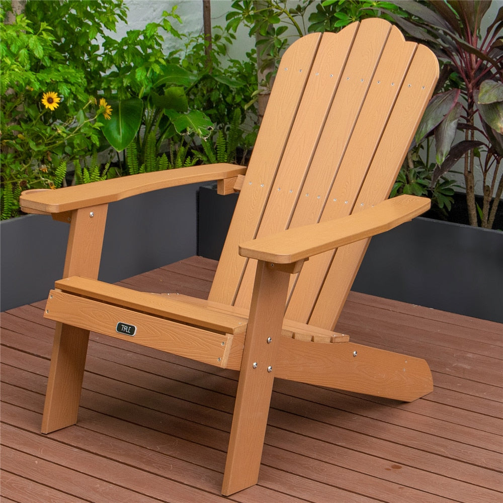 Adirondack Chair with Cup Holder, Plastic Wood Outdoor Patio Chair for Home and Garden, Weather- Resistant, Fade-Resistant, 380