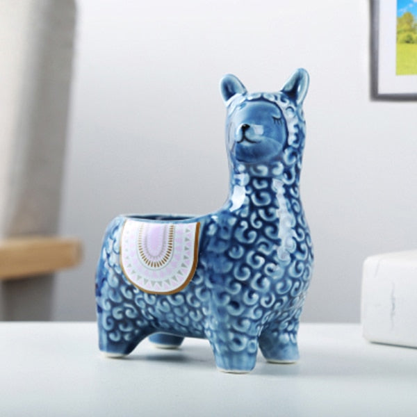 Cute Alpaca Desktop Flower Pot