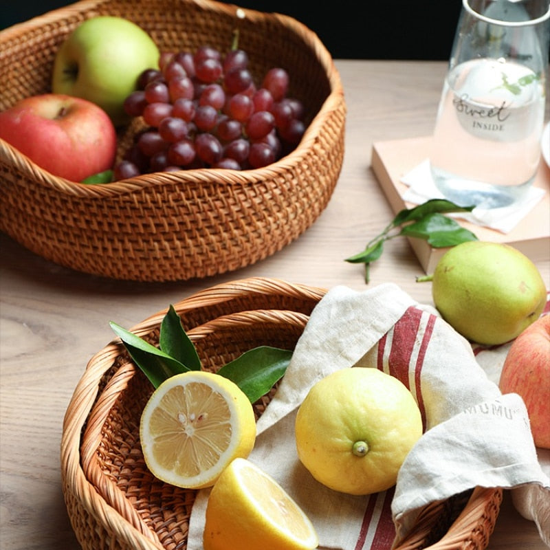 Hand-woven Rattan Storage Wicker Tray