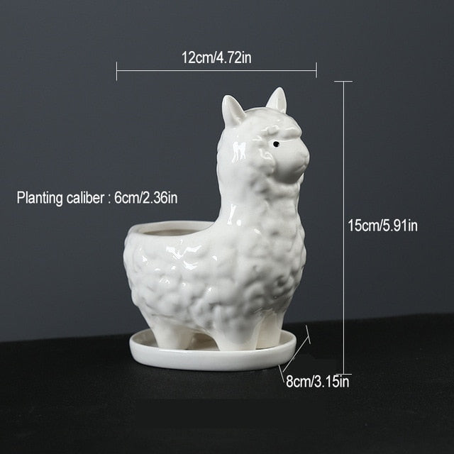 Cute Alpaca Desktop Flower Pot