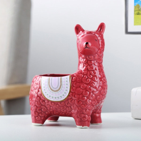 Cute Alpaca Desktop Flower Pot