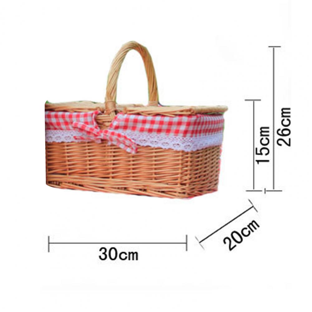 Lace Decor Wicker Woven Picnic Basket Large Capacity