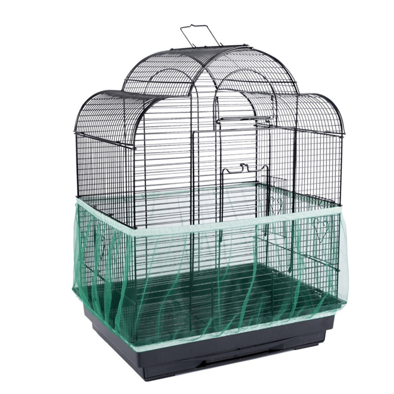 Receptor Seed Guard Nylon Mesh Bird Cover - Soft Easy Cleaning Nylon Airy Fabric Mesh Cage Cover - Seed Catcher Guard