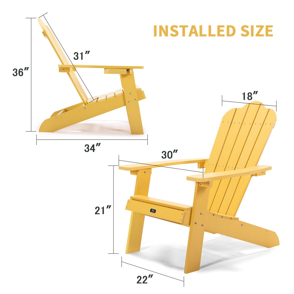 Adirondack Chair with Cup Holder, Plastic Wood Outdoor Patio Chair for Home and Garden, Weather- Resistant, Fade-Resistant, 380