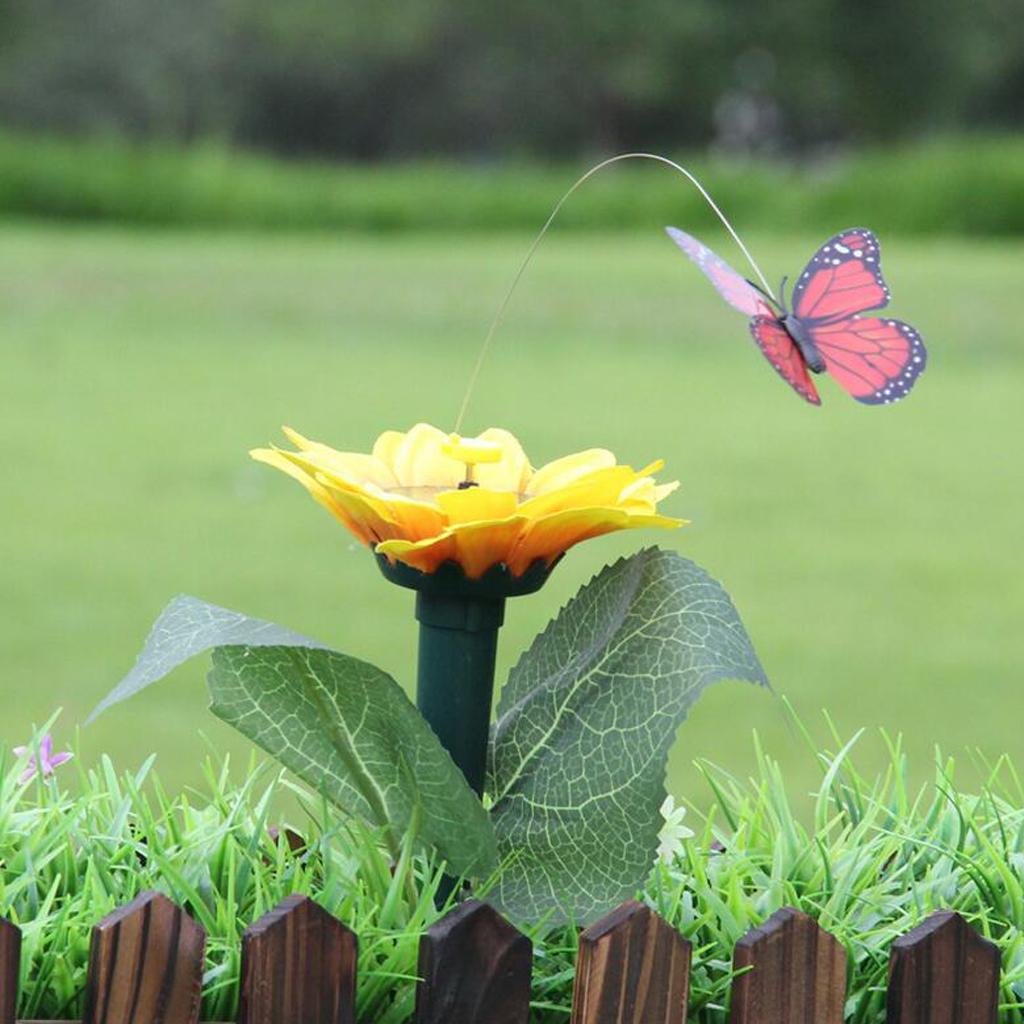 Solar Powered Garden Stakes Dancing Butterfly Birds Stakes Flying Humming Bird Yard Outdoor Home Decoration Farmland