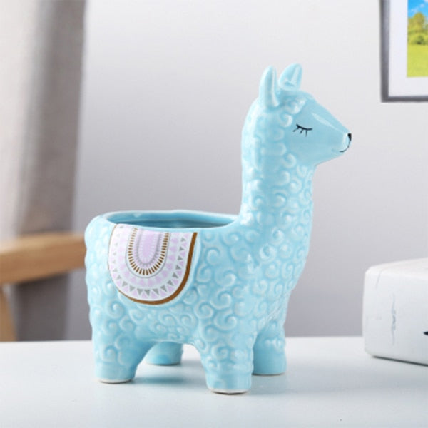 Cute Alpaca Desktop Flower Pot