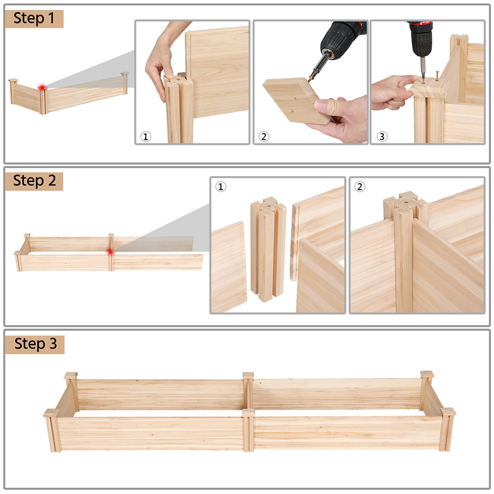 SmileMart Wooden Raised Garden Bed Planter Box