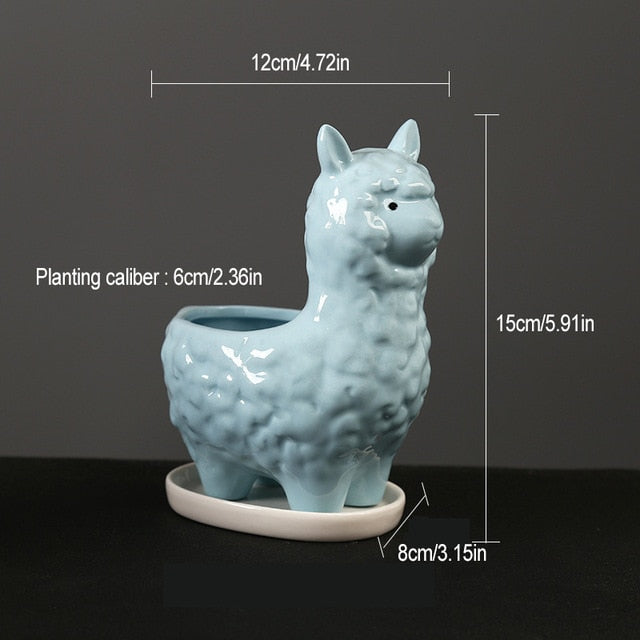 Cute Alpaca Desktop Flower Pot