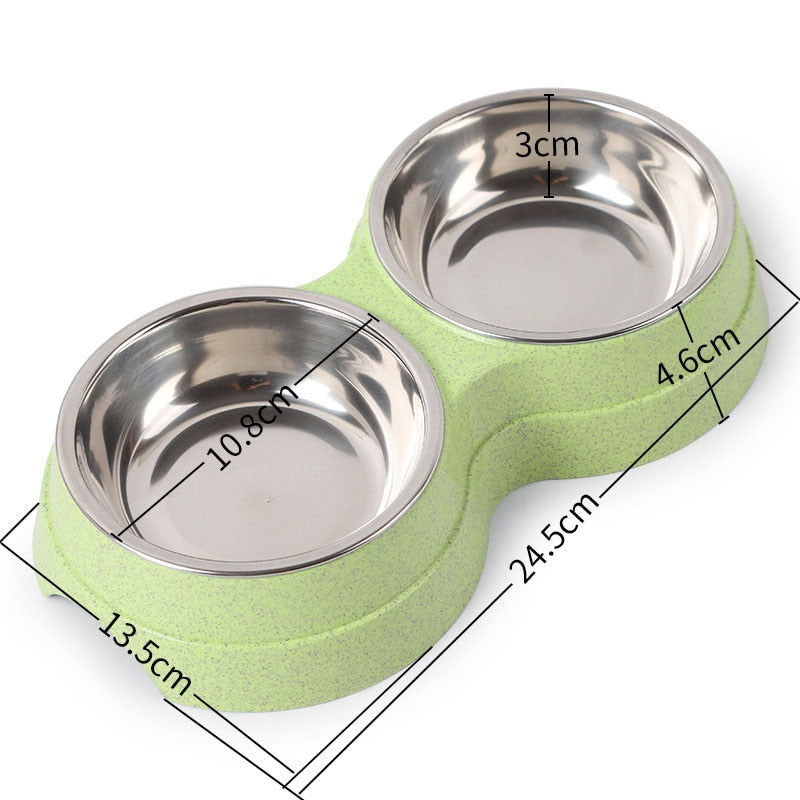 Double Pet Pet Food Bowl Stainless Steel