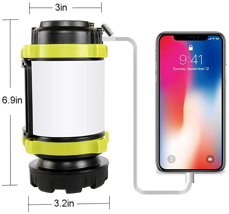 Camping Lantern Rechargeable 3000 Capacity Power Bank Camping Flashlight Waterproof Led Portable Camping Lamp Torch Flash Light