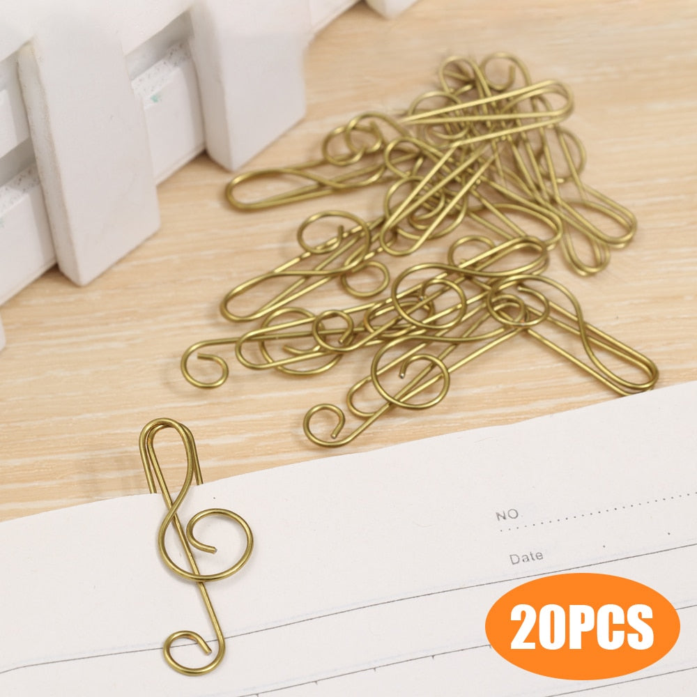 40pcs Creative Music Note Shaped File Paper Clip Bookmark