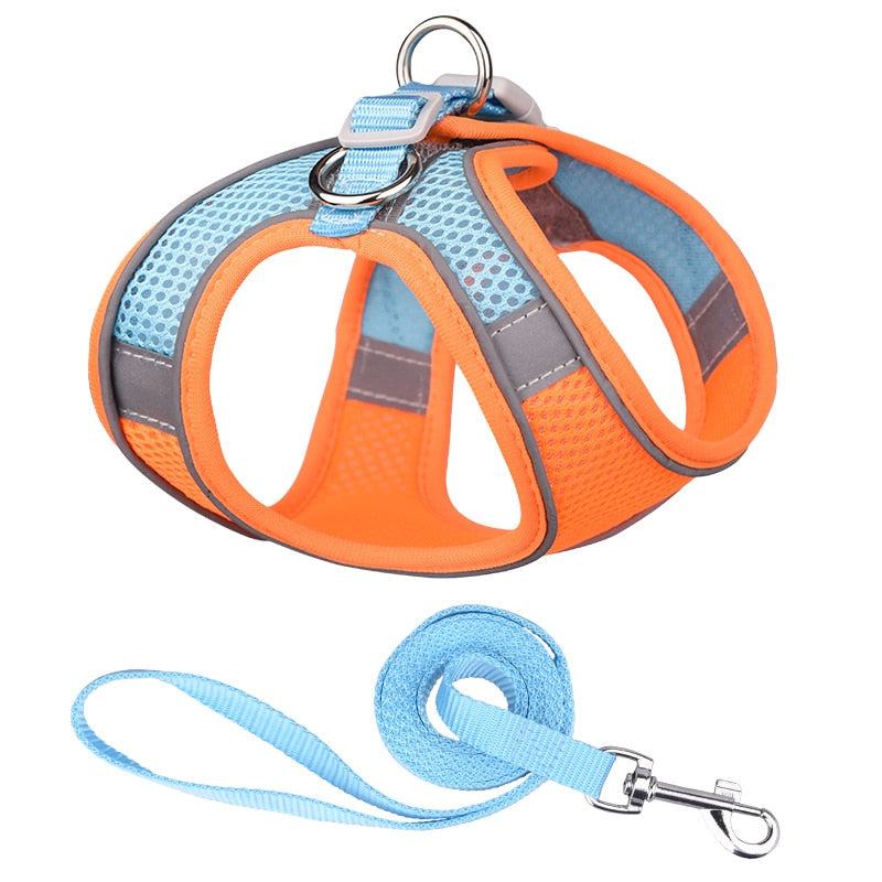 Pet Harness Vest With Leash Reflective Nylon - Harness Collars