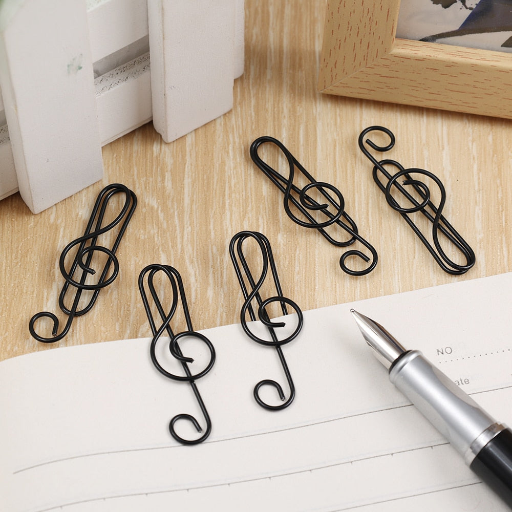 40pcs Creative Music Note Shaped File Paper Clip Bookmark