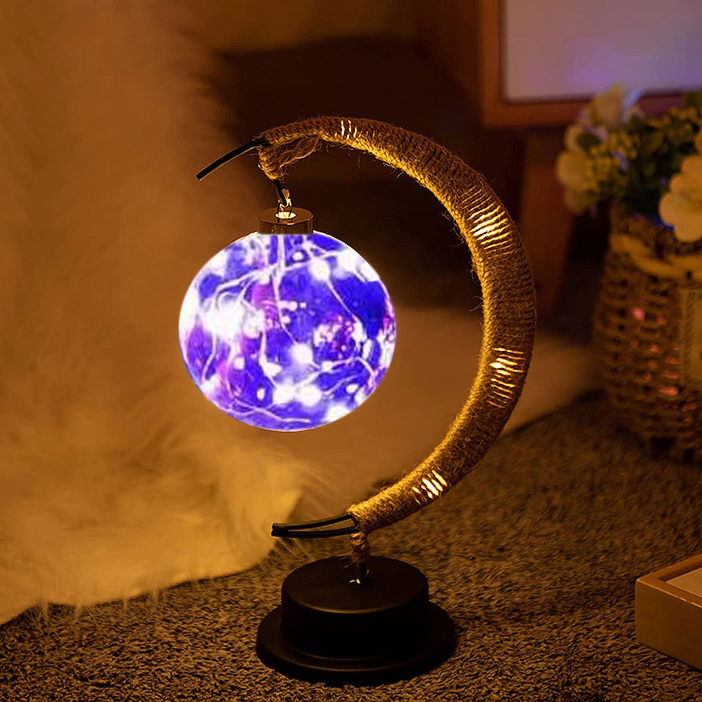 3D Moon LED Night Lights with Stand Lunar Fairy Lamp Art Kid Baby Bedroom Home Holiday Home Bedroom Decor Ornament Friends Gifts