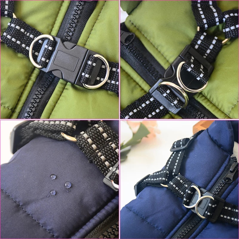 Large Pet Dog Jacket With Harness Winter Warm Dog Clothes For Labrador - Waterproof Outfit