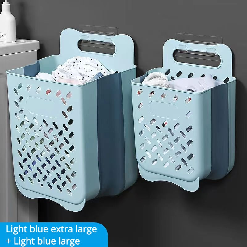 Folding Bathroom Laundry Basket Wall-mounted Dirty Clothes Storage Basket Household Laundry Bag Laundry Bathroom Organizer