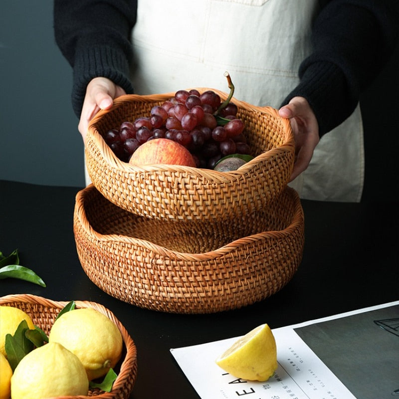 Hand-woven Rattan Storage Wicker Tray