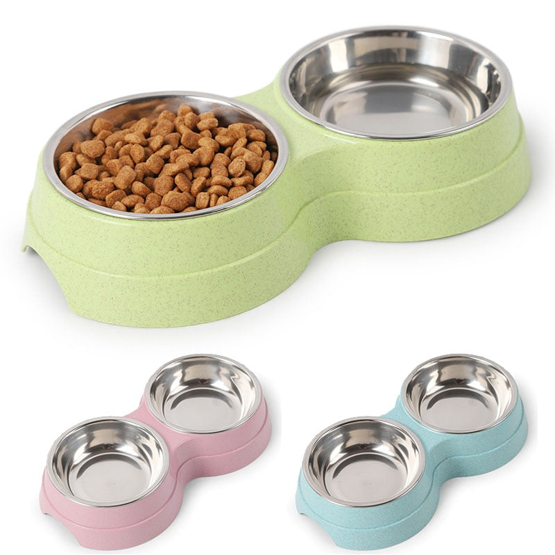 Double Pet Pet Food Bowl Stainless Steel