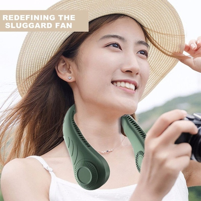 Portable Lazy Bladeless Hanging Neck Fan Rechargeable Wearable Head Fan Hands Free USB Mini Fan Traveling Outdoor Sports Fans