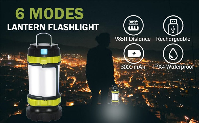 Camping Lantern Rechargeable 3000 Capacity Power Bank Camping Flashlight Waterproof Led Portable Camping Lamp Torch Flash Light