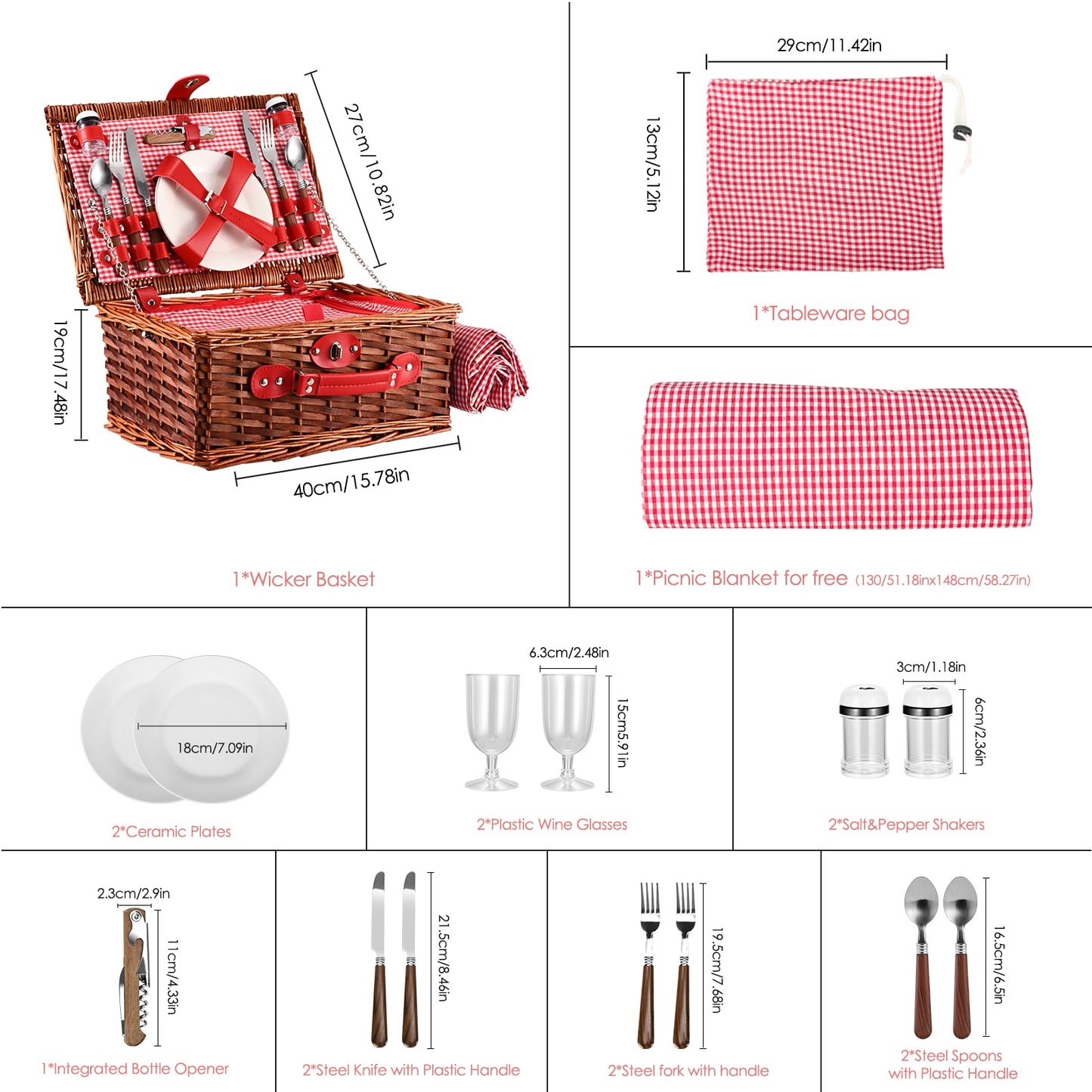 Picnic Basket Panier Osier Picnic Hamper 25 pcs For 4 People Picnic Suitcase Set  Cutlery Ice Bag Organizers Wicker Basket