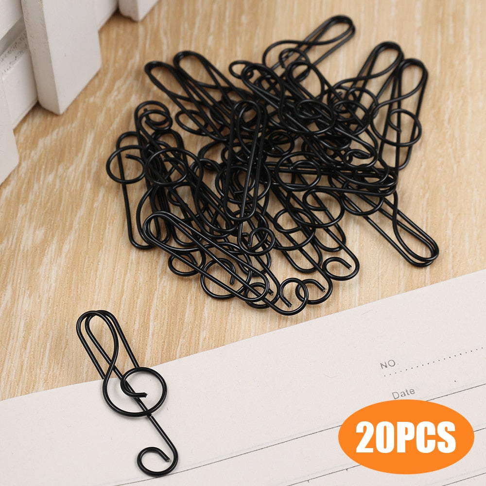 40pcs Creative Music Note Shaped File Paper Clip Bookmark