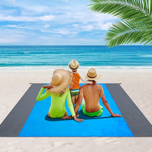 Beach Blanket Waterproof Pocket Mat, 2x2.1m/ 2x1.4m Folding Camping Mat - Portable Mat Outdoor Picnic Mat Sand Beach Mat