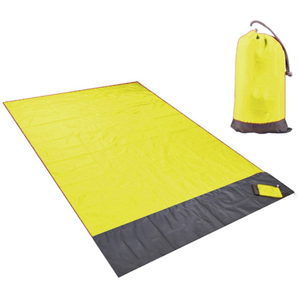 Beach Blanket Waterproof Pocket Mat, 2x2.1m/ 2x1.4m Folding Camping Mat - Portable Mat Outdoor Picnic Mat Sand Beach Mat