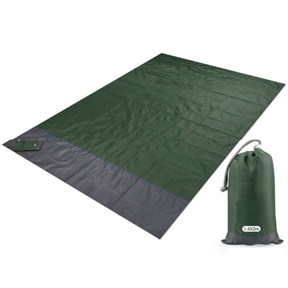 Beach Blanket Waterproof Pocket Mat, 2x2.1m/ 2x1.4m Folding Camping Mat - Portable Mat Outdoor Picnic Mat Sand Beach Mat