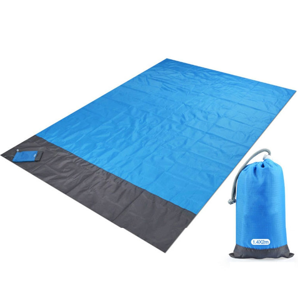 Beach Blanket Waterproof Pocket Mat, 2x2.1m/ 2x1.4m Folding Camping Mat - Portable Mat Outdoor Picnic Mat Sand Beach Mat