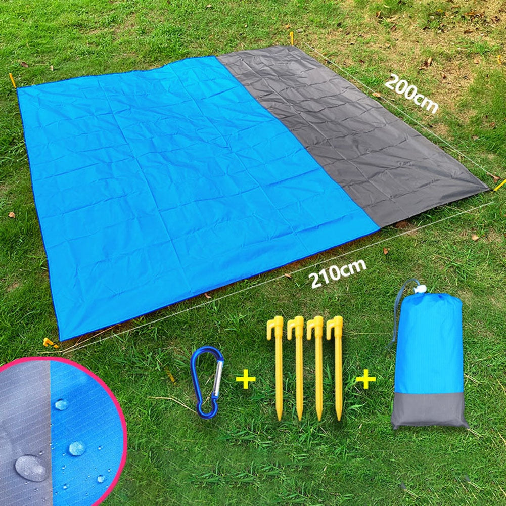 Beach Blanket Waterproof Pocket Mat, 2x2.1m/ 2x1.4m Folding Camping Mat - Portable Mat Outdoor Picnic Mat Sand Beach Mat